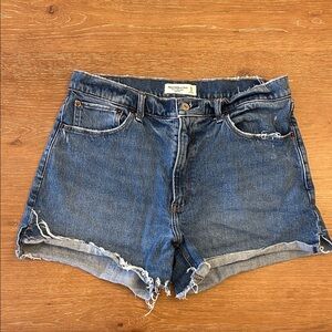 Abercrombie & Fitch Frayed Hem Blue Jean Shorts